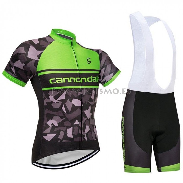 2018 Maillot Cannondale Tirantes Mangas Cortas Verde y Negro